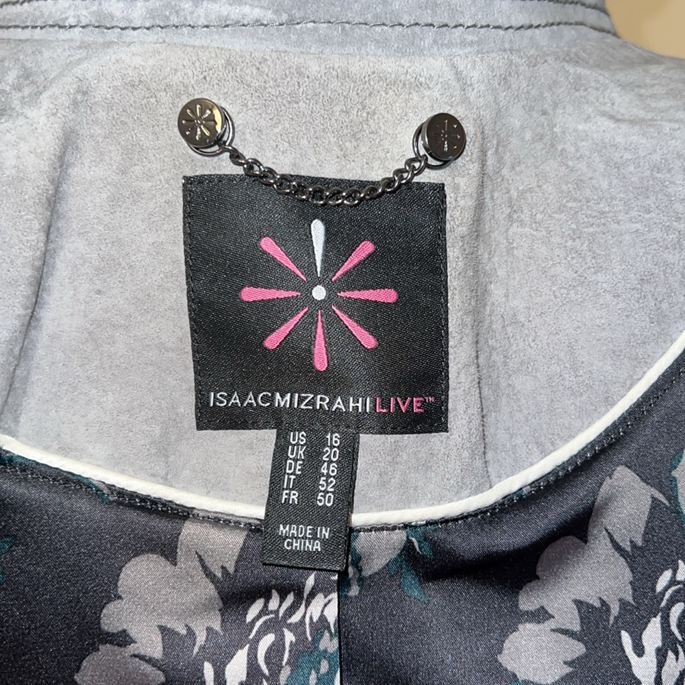 Isaac Mizrahi Gray Suede Moto Jacket NWOT Sz. 16 - Picture 6 of 9